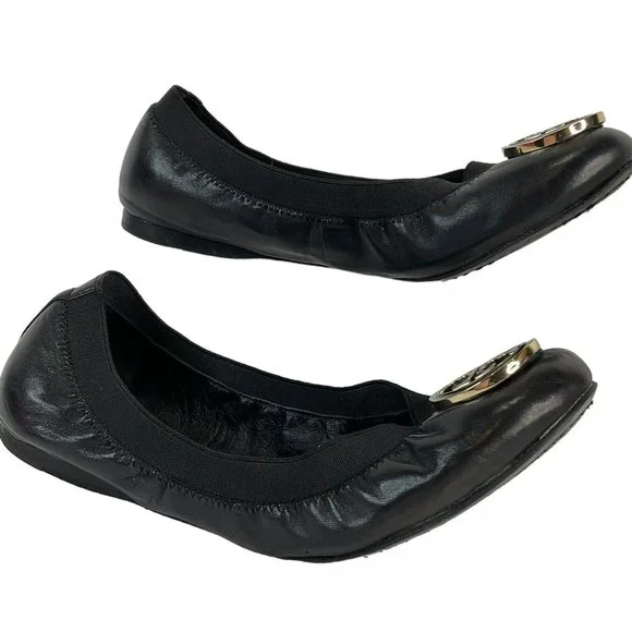 Tory Burch Shoes Womens Size 7.5 Black Caroline Mestico Slipper Soft Calf Flat - Picture 4 of 16